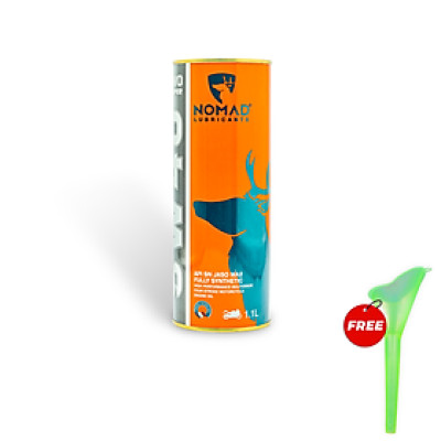 Nhớt Xe Máy Tổng Hợp Toàn Phần NOMAD Lon 1.1L 5W40-SN TẶNG Phễu Thay Nhớt Cho Xe Côn Tay Winner/Exciter/Mô tô PKL Nhập Khẩu Chính Hãng (nhớt màu xanh dạ quang)