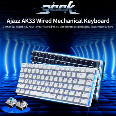 Bàn phím cơ Ajazz AK33 82 Phím BT & chế độ kép có dây USB Đèn nền đơn sắc phù hợp với văn phòng chơi game - Màu trắng (đỏ)