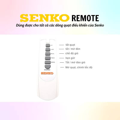 Remote Điều Khiển Quạt Senko Model TR1683, TR1628, TR1428, TR828, DR1608, hàng chính hãng