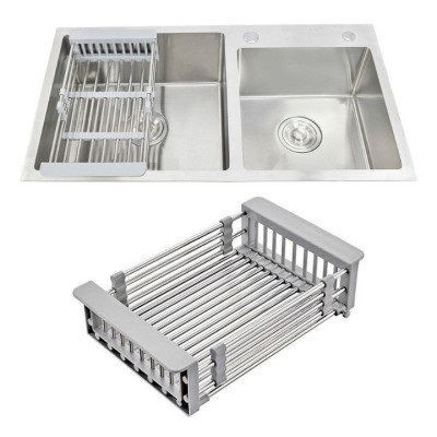 Kệ gác bồn rửa chén bát đa năng có thể thu gọn kéo dài, Giá úp bát, Kệ ráo nước hoa quả